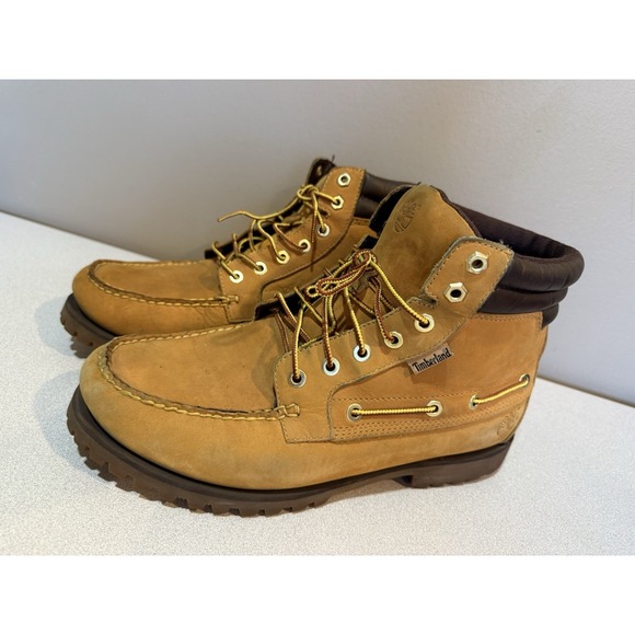 Timberland OAKWELL Wheat Leather Moc Toe 7-Eye Lace Up Boots Size 11 Men 72540 - Picture 3 of 9